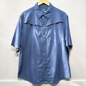 Habit Men's Vented Blue Short Sleeve Button Up Shirt Sz L SPF 30+ Outdoor